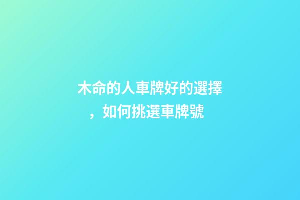 木命的人車牌好的選擇，如何挑選車牌號